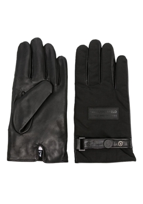 Karl Lagerfeld logo-plaque leather gloves - Black