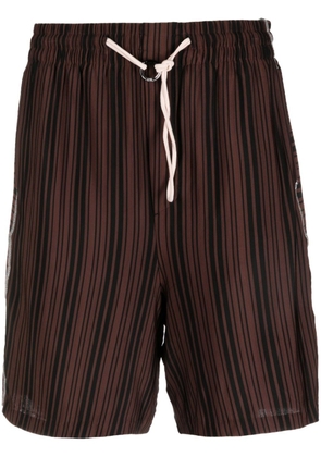 Sunnei striped drawstring-waist shorts - Brown