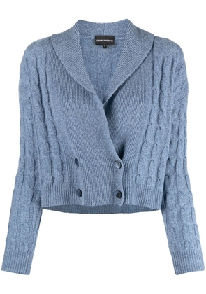 Emporio Armani double-breasted cable-knit cardigan - Blue