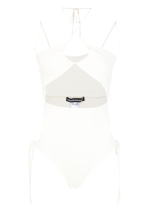 ANDREĀDAMO ribbed-knit cut-out bodysuit - White