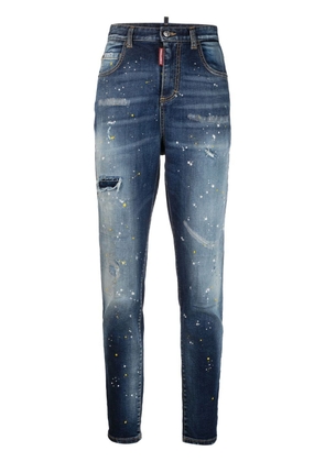 Dsquared2 paint splatter skinny jeans - Blue