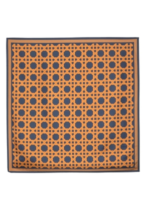 Aspinal Of London Ratan Weave-print silk scarf - Blue