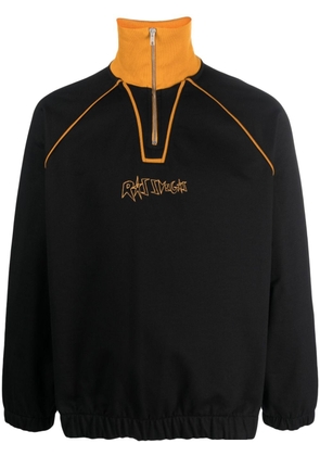 RASSVET slogan-embroidered zipped cotton sweatshirt - Black