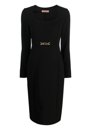 TWINSET chain link-detail long-sleeve dress - Black