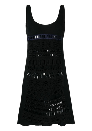 Prada Pre-Owned crochet-panelled sleeveless dress - Black