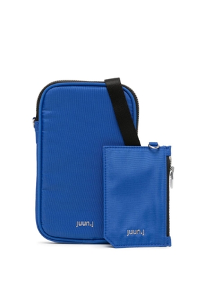 Juun.J logo-plaque zip-up mini bag - Blue