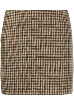 P.A.R.O.S.H. houndstooth-checked virgin-wool miniskirt - Brown