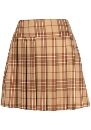 CHOCOOLATE check-print pleated skirt - Brown