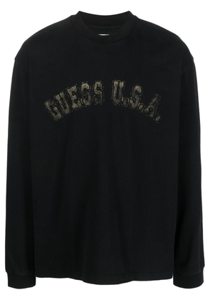 GUESS USA faded logo-print crew-neck sweatshirt - Black
