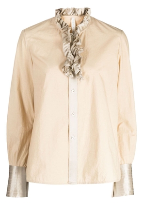 Renli Su Mae ruffle-collar cotton shirt - Neutrals