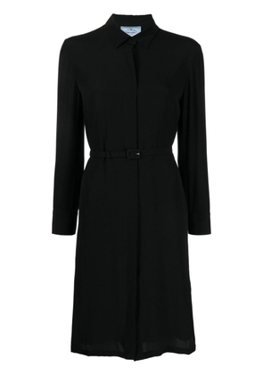 Prada Pre-Owned long-sleeve silk shirt dress - Black