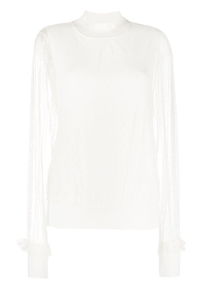 TWINSET layered-tulle knitted top - Neutrals
