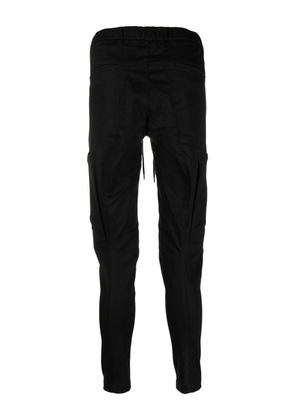 Attachment drawstring-waist slim-cut trousers - Black