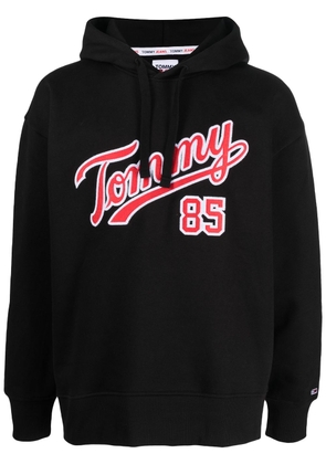 Tommy Jeans logo-embroidered cotton-blend hoodie - Black