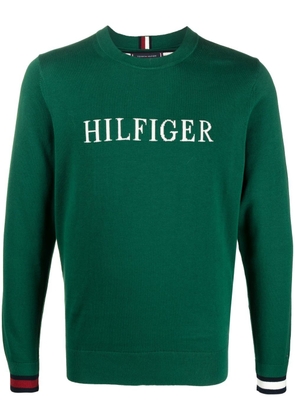 Tommy Hilfiger intarsia-knit logo crew-neck jumper - Green