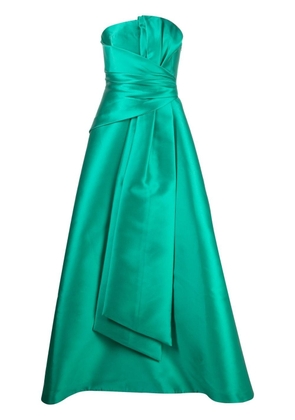 Alberta Ferretti gathered-detail strapless gown - Green