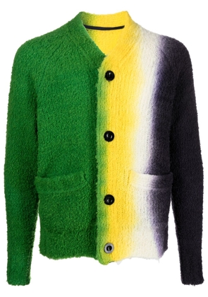 sacai ombré-effect V-neck wool cardigan - Green