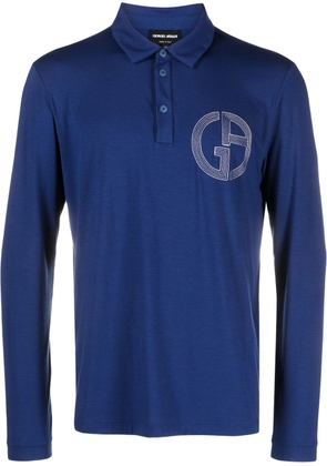Giorgio Armani logo-embroidered polo shirt - Blue