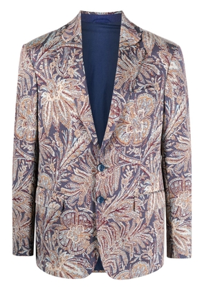 ETRO jacquard-pattern single-breasted blazer - Blue