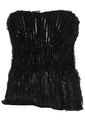 Elisabetta Franchi sequin-embellished fringed strapless top - Black