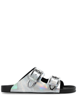 IRO Billie holographic snakeskin-effect sandals - Silver
