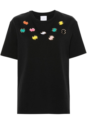 Patou motif-embroidered cotton T-shirt - Black