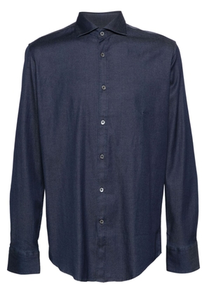Canali spread-collar chambray shirt - Blue