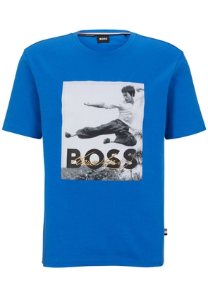 BOSS logo-print cotton T-shirt - Blue