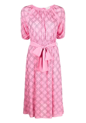 P.A.R.O.S.H. rhinestone-pattern belted dress - Pink