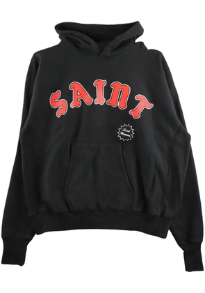 SAINT MXXXXXX logo-print cotton hoodie - Black