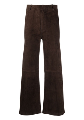 Arma flared-leg suede trousers - Brown