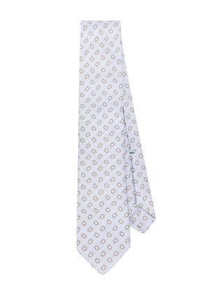 Borrelli paisley-embroidered silk tie - Blue