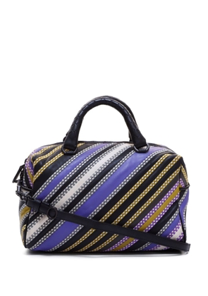 Bottega Veneta Pre-Owned diagonal pattern zipped two-way handbag - Purple
