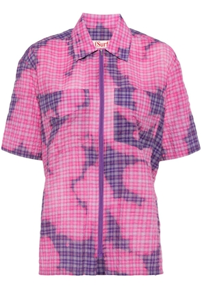 Stockholm Surfboard Club bleached-effect zip-up shirt - Pink