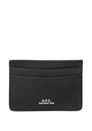 A.P.C. logo-stamp leather card holder - Black