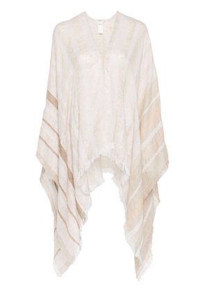Peserico striped frayed cape - Neutrals