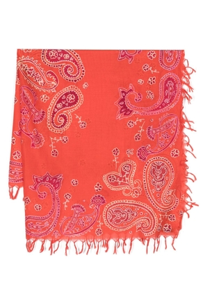 Bimba y Lola paisley fringed cotton scarf - Red