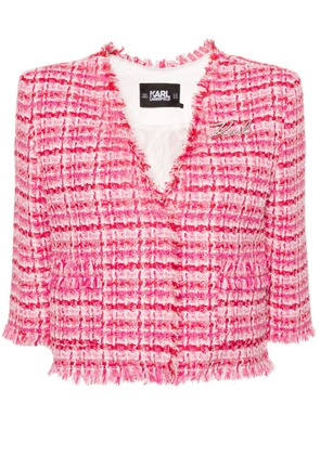Karl Lagerfeld logo-pin bouclé jacket - Pink