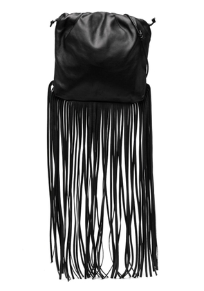 Bottega Veneta Pre-Owned fringed leather shoulder bag - Black