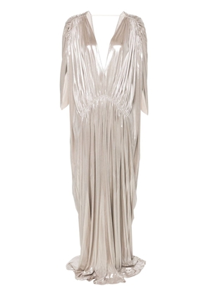 Genny lamé-effect pleated gown - Silver