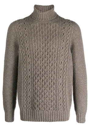 Drumohr roll-neck Aran-knit jumper - Grey