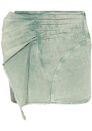IRO ruffle washed denim mini skirt - Green