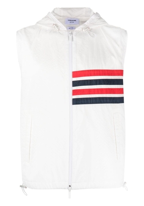 Thom Browne 4-Bar stripe hooded gilet - White