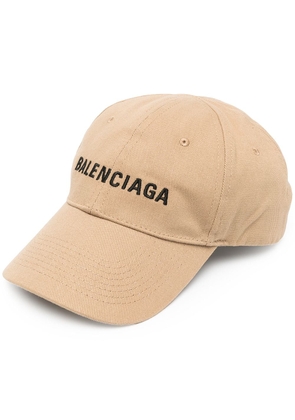 Balenciaga logo-embroidered cap - Neutrals