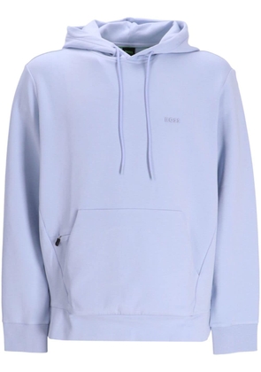 BOSS logo-appliqué cotton hoodie - Blue