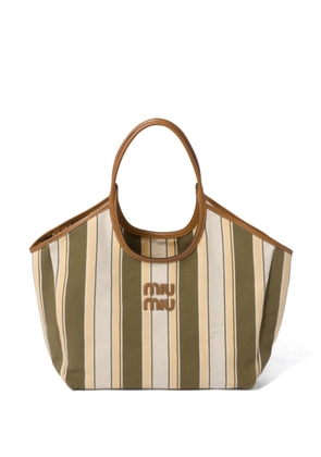 Miu Miu Ivy striped tote bag - Green