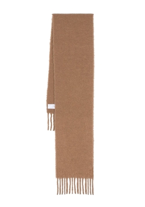 Filippa K logo-patch knitted scarf - Brown