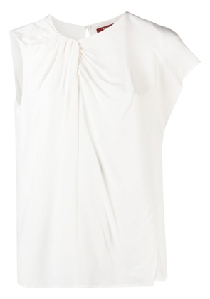 'S Max Mara asymmetric-sleeve silk T-shirt - White
