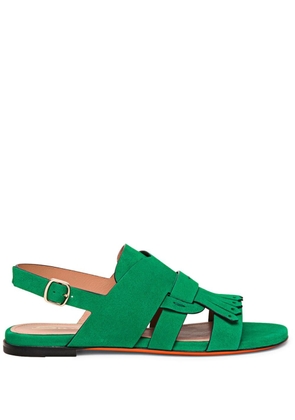 Santoni fringe-detail suede sandals - Green