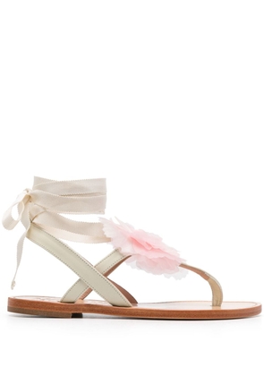 Moschino floral-appliqué leather sandals - Neutrals